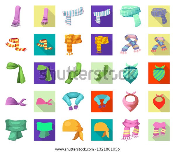 Vector Illustration Scarf Shawl Sign Set Stock Vector (Royalty Free ...