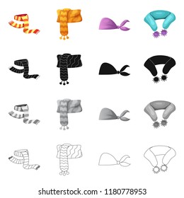 Vector illustration of scarf and shawl symbol. Set of scarf and accessory stock symbol for web.