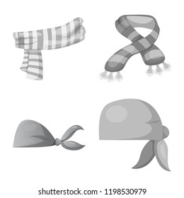 Vector illustration of scarf and shawl symbol. Set of scarf and accessory stock vector illustration.