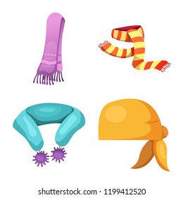 Vector illustration of scarf and shawl symbol. Set of scarf and accessory stock symbol for web.