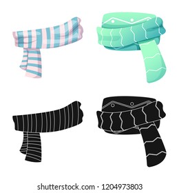 Vector illustration of scarf and shawl symbol. Set of scarf and accessory stock vector illustration.
