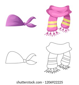 Vector illustration of scarf and shawl symbol. Collection of scarf and accessory stock symbol for web.