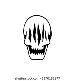 vector illustration of a scary eyed skull