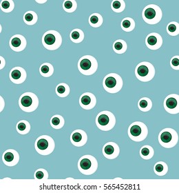 Vector illustration scary fantasy seamless patttern with eyes. Background with creepy eyeballs