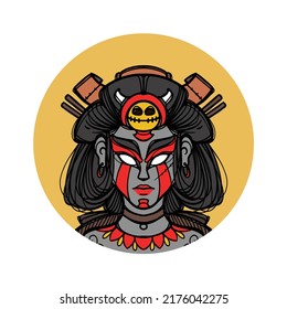 Ilustración del vector plantilla de geisha aterradora