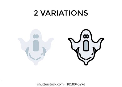 Vector illustration of scary ghost icon or logo. Use flat and lineal color design style. 