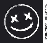 vector Illustration Scary Grunge Smile Face. Halloween Sticker.