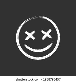 Vector Illustration Scary Grunge Smile Face Sticker.