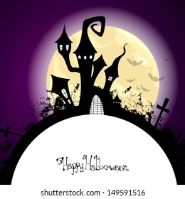 Vector Illustration of a Scary Halloween Background with Castle