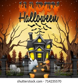 Vector illustration of Scary Halloween background