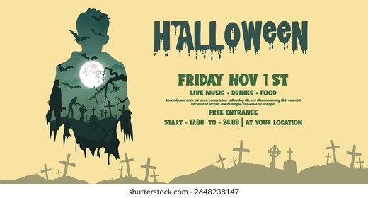 vector illustration of a scary Halloween banner