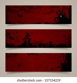 Vector Illustration of Scary Halloween Banners