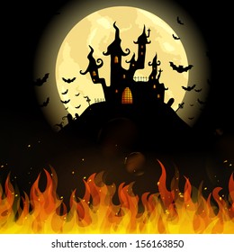 Vector Illustration of a Scary Halloween Castle 
