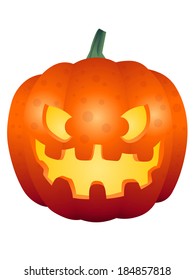 Vector illustration of a scary Halloween haunted pumpkin face