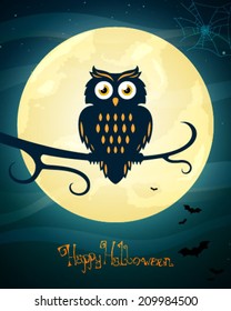 Vector Illustration of a Scary Halloween Owl