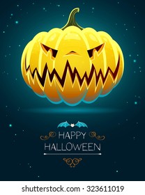 Vector Illustration of a Scary Halloween Pumpkin