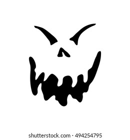 Vector illustration of scary Halloween pumpkin face icon on white background for your design card