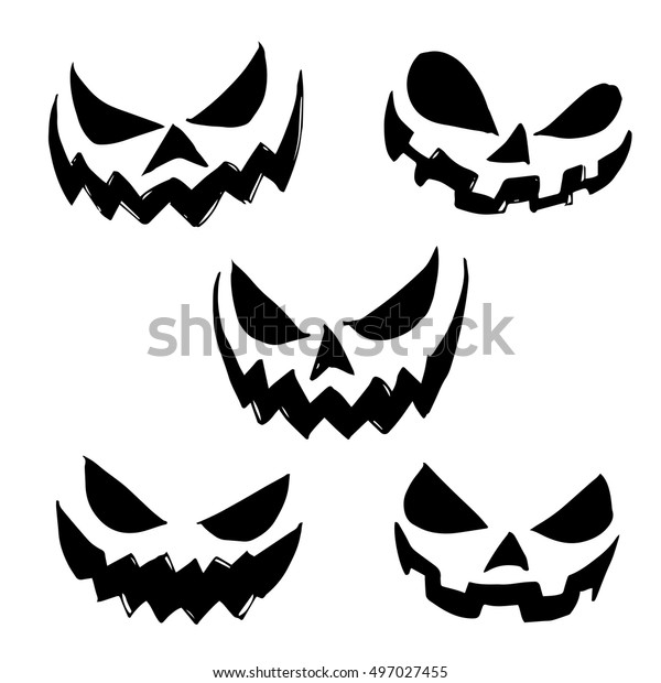 Vector Illustration Scary Halloween Pumpkin Faces Stock Vector (Royalty ...