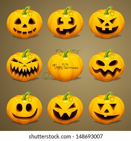 Vector Illustration of Scary Halloween Pumpkins