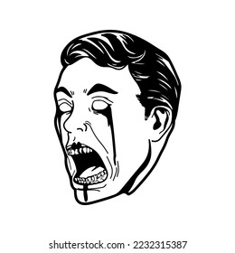 vector illustration of a scary man's face