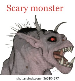 Vector illustration of a scary monster on a white background