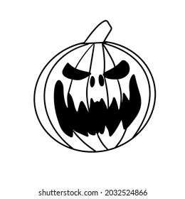 Vector illustration of a scary pumpkin, halloween holiday