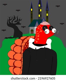 Vector illustration of a scary red turtle. for NFT artwork and crypto graphic assets