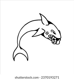 vector illustration of a scary shark eating
