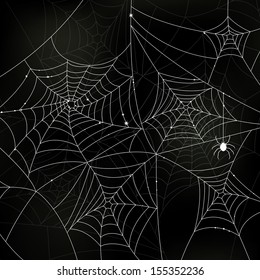 Vector Illustration of Scary Spider Webs