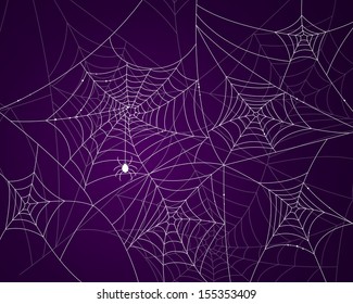 Vector Illustration Of Scary Spider Webs