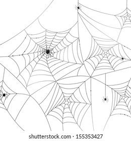 Vector Illustration of Scary Spider Webs