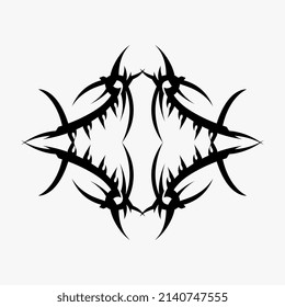 vector illustration of scary, spooky, mystery man woman tattoo tribal pattern