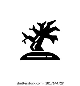 Vector illustration of scary tree icon or logo. Use black color and line design style. 