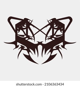 vector illustration of a scary tribal tattoo motif for a muscular man's back or chest