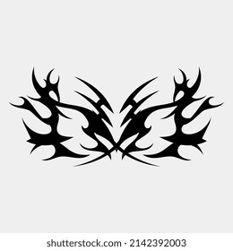 Vektorgrafik erschreckender Tätowierungen von Stämmen, beängstigender Monster, cool, für Männer mit Muskeln, Rückentätowierungen, Dekoration des Brustkörpers