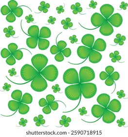 vector illustration of scattered four leaf clovers