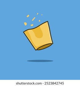 vector illustration of scattered yellow snack wrappers