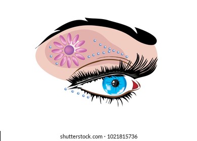 vector illustration with scene feminine eye with original make-up