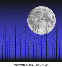 Ã?Â¦??Ã?Â¥Ã?Â�Ã?Â°Layered vector illustration scene of moon and tree.