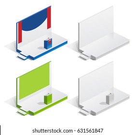 Vector Illustration Scene For Performances, Podium, Platform.  Isometric