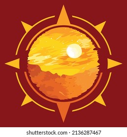 Ilustración vectorial del paisaje en el desierto