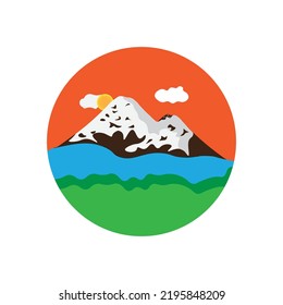 vector illustration of scenery and mountains with snow
