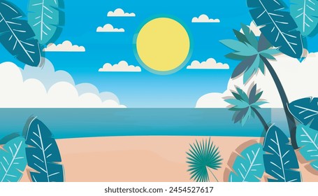 Vector illustration of scenery on the beach