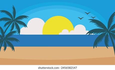 Vector illustration of scenery on the beach