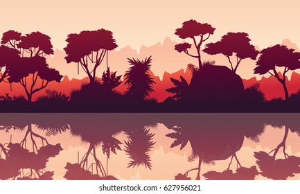 Vector illustration scenery of rain forest