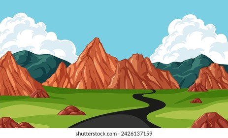 Vector illustration of a scenic mountain road