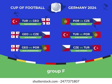 Vector illustration of the schedule of the 2024 Group F football sports tournament among international teams in Germany