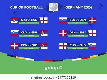 Vector illustration of the schedule of the 2024 Group C football sports tournament among international teams in Germany