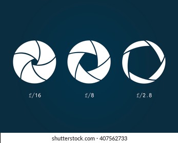 vector illustration schematically depicted aperture camera different degrees of closure depending on the value