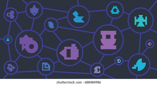 vector illustration of scheme with abstract shapes for prototype or scheme making on dark background